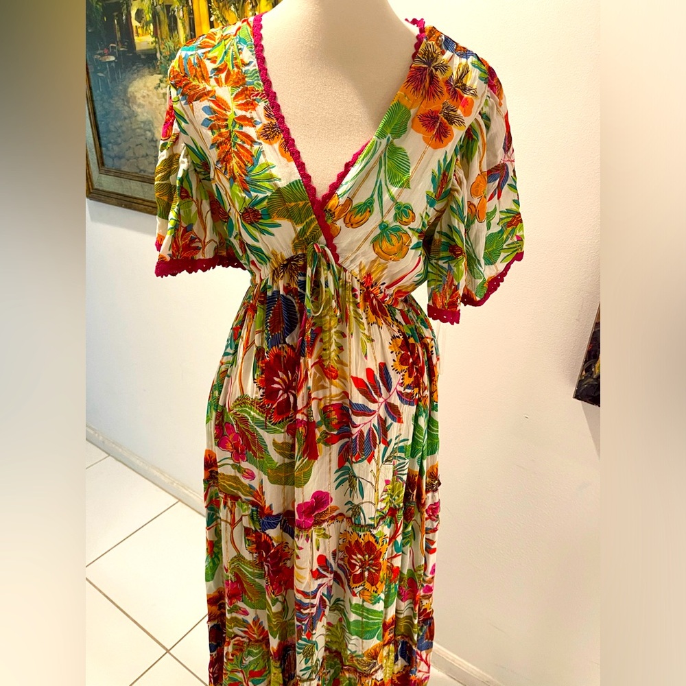 NWT Me 2 Magic Floral Empire Waist Viscose Layered Fit & Flare Dress Size M